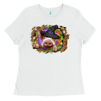 White halloween pig Ladies Tee - CowhideDigitalArt