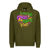 Army Green Love Mardi Gras Y'all Premium Hoodie - HowdyJamesFarm