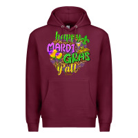 Burgundy Love Mardi Gras Y'all Premium Hoodie - HowdyJamesFarm