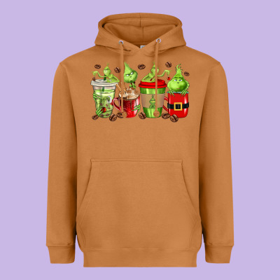 Grinch Coffee Cups Heavyweight Hoodie Designed By Texasbilliewilder