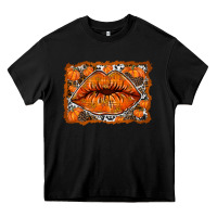 Black fall lips Heavy Core Tee - RacoonDesign