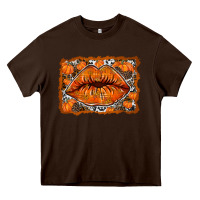 Chocolate Brown fall lips Heavy Core Tee - RacoonDesign