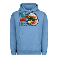 Pigment Pebble Blue Wild and free Urban Hoodie - FaDigitalArtStudio