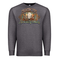Charcoal Heather Chasin you like a shot of whiskey bull skull Premium Sweatshirt - HowdyJamesFarm