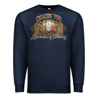 Navy Chasin you like a shot of whiskey bull skull Premium Sweatshirt - HowdyJamesFarm