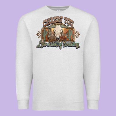Chasin You Like A Shot Of Whiskey Bull Skull Premium Sweatshirt Designed By Howdyjamesfarm