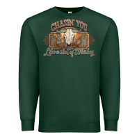 Sports Green Chasin you like a shot of whiskey bull skull Premium Sweatshirt - HowdyJamesFarm