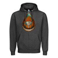 Charcoal Heather leopard bullskull teardrop earrings Zipper Hoodie - Jasminsmagicworld