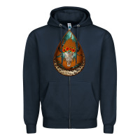 Navy leopard bullskull teardrop earrings Zipper Hoodie - Jasminsmagicworld