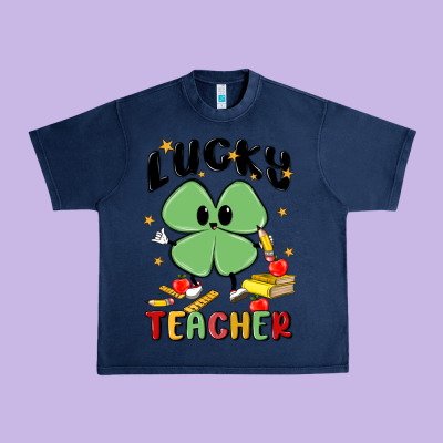 Lucky Teacher Urban Heavy Tee Designed By Maliassmallbusiness