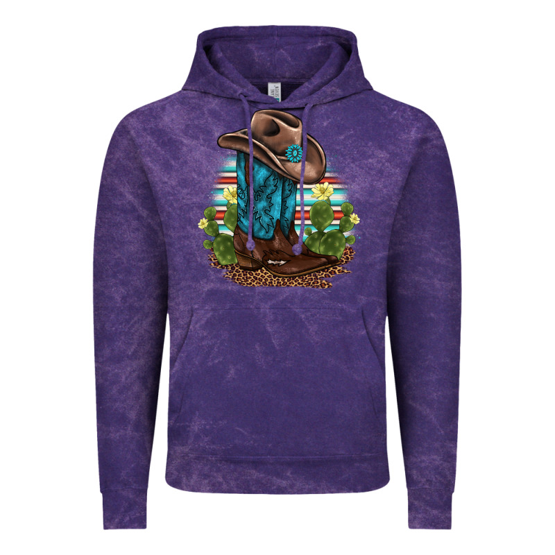 Western Boots And Hat Cactus Leopard Serape Pattern Vintage Hoodie by BarkalooDesign | Teevron