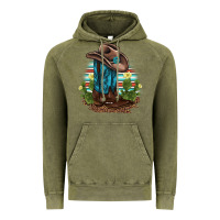 Vintage Olive western boots and hat cactus leopard serape pattern Vintage Hoodie - BarkalooDesign