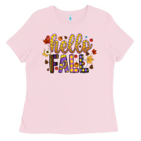 Bubblegum Pink hello fall Ladies Tee - CowhideDigitalArt