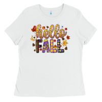White hello fall Ladies Tee - CowhideDigitalArt
