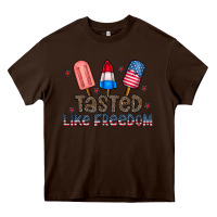 Chocolate Brown tasted like freedom Heavy Core Tee - CowhideDigitalArt