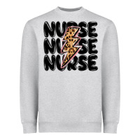 Heather Grey nurse lightning bolt Heavyweight Sweatshirt - MaliasSmallBusiness