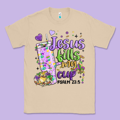 Mardi Gras Jesus Fills My Cup Classic Tee Designed By Maliassmallbusiness