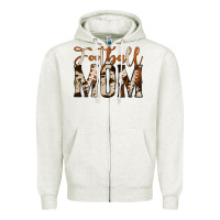 Oatmeal Heather football mom Zipper Hoodie - Jasminsmagicworld
