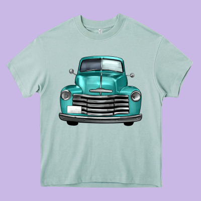 Western Truck Front View Heavy Core Tee Designed By Fadigitalartstudio