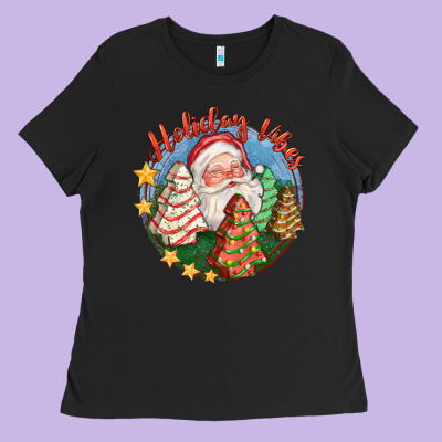 Holiday Vibes Ladies Tee Designed By Fadigitalartstudio