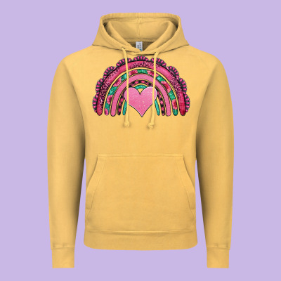 Valentines Day Pink Gemstones Rainbow Vintage Hoodie Designed By Jasminsmagicworld