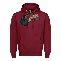 Burgundy leopard flowers cowboy hat Zipper Hoodie - Jasminsmagicworld