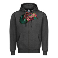 Charcoal Heather leopard flowers cowboy hat Zipper Hoodie - Jasminsmagicworld