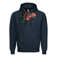 Navy leopard flowers cowboy hat Zipper Hoodie - Jasminsmagicworld