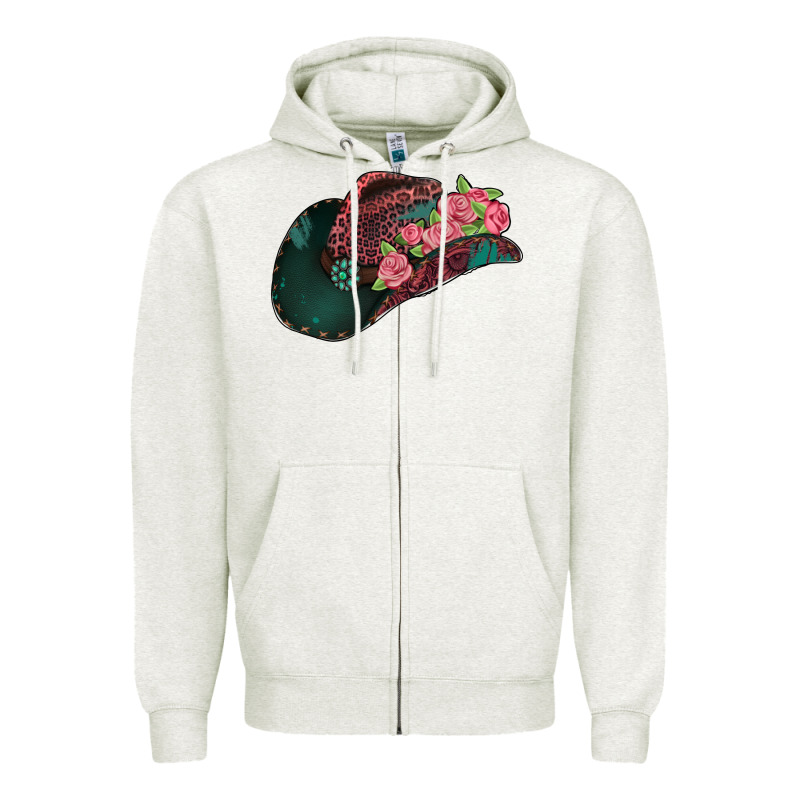 Leopard Flowers Cowboy Hat Zipper Hoodie by Jasminsmagicworld | Teevron