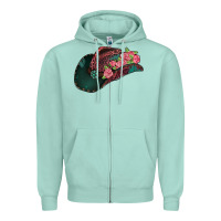 Seafoam leopard flowers cowboy hat Zipper Hoodie - Jasminsmagicworld