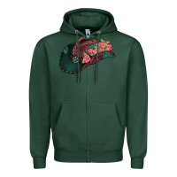 Sports Green leopard flowers cowboy hat Zipper Hoodie - Jasminsmagicworld