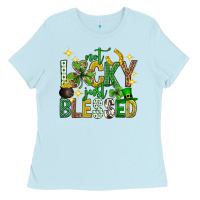 Baby Blue Not lucky just blessed st. patricks day Ladies Tee - Neo Western