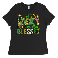 Black Not lucky just blessed st. patricks day Ladies Tee - Neo Western