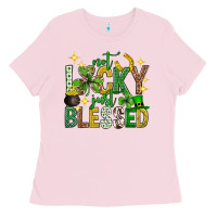 Bubblegum Pink Not lucky just blessed st. patricks day Ladies Tee - Neo Western