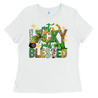 White Not lucky just blessed st. patricks day Ladies Tee - Neo Western