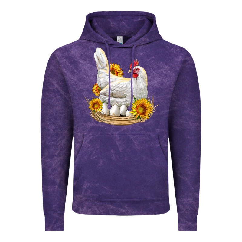 Perched Chicken With Sunflowers Vintage Hoodie by LillyAllenDesigns | Teevron