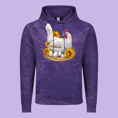 Perched Chicken With Sunflowers Vintage Hoodie Designed By Lillyallendesigns
