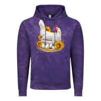 Cloud Purple Perched Chicken With Sunflowers Vintage Hoodie - LillyAllenDesigns