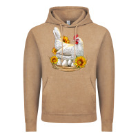 Vintage Coffee Perched Chicken With Sunflowers Vintage Hoodie - LillyAllenDesigns