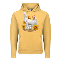 Vintage Mustard Perched Chicken With Sunflowers Vintage Hoodie - LillyAllenDesigns