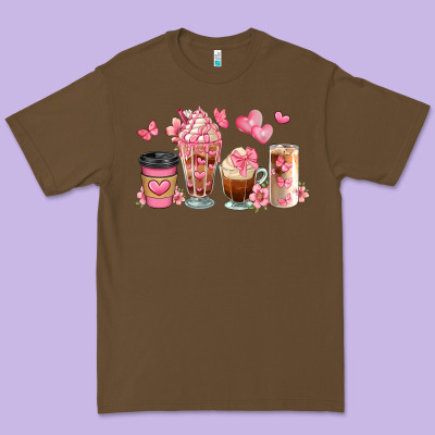 Floral Coffee Cups Premium Tee Designed By Jahusdesignshop