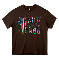 Chocolate Brown wild and free Heavy Core Tee - CowhideDigitalArt