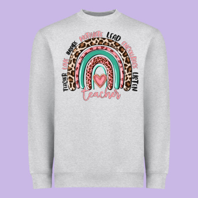 Teacher Rainbow Heavyweight Sweatshirt Designed By Maliassmallbusiness