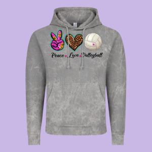 Peace Love Volleyball Vintage Hoodie Designed By Barkaloodesign