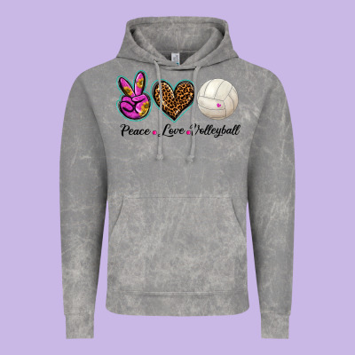 Peace Love Volleyball Vintage Hoodie Designed By Barkaloodesign