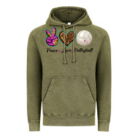 Vintage Olive peace love volleyball Vintage Hoodie - BarkalooDesign