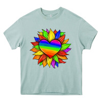 Arona lgbtq color heart and sunflower Heavy Core Tee - HRA Design Shop