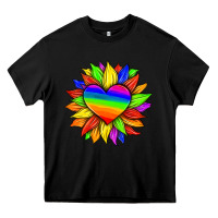 Black lgbtq color heart and sunflower Heavy Core Tee - HRA Design Shop