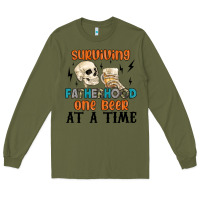 Army Green surviving fatherhood one beer at a time Long Sleeve Tee - MaliasSmallBusiness