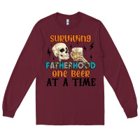 Burgundy surviving fatherhood one beer at a time Long Sleeve Tee - MaliasSmallBusiness